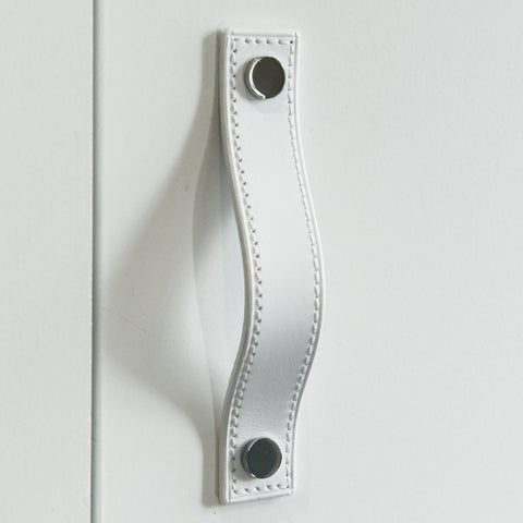 Alderney Stitched White Leather Door Pull