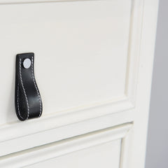 Lourdais Folded Black Leather Door Pull