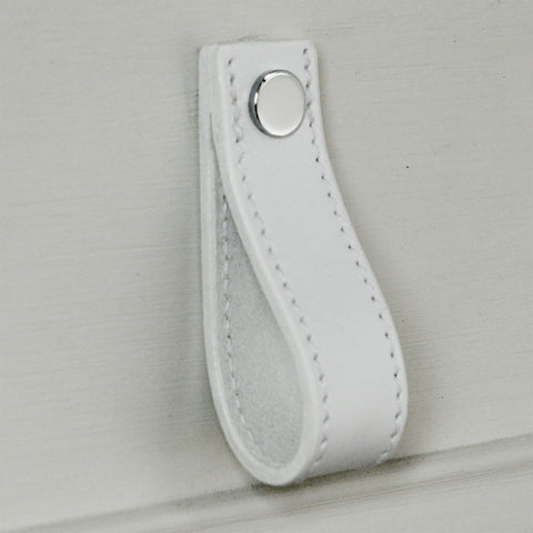 Lourdais Folded White Leather Door Pull